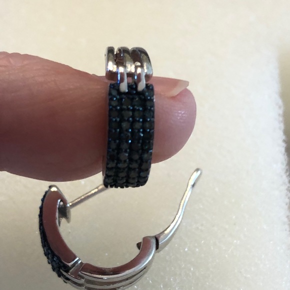 NWOT Rare Blue Diamond hugger pierced earrings. - Picture 3 of 5